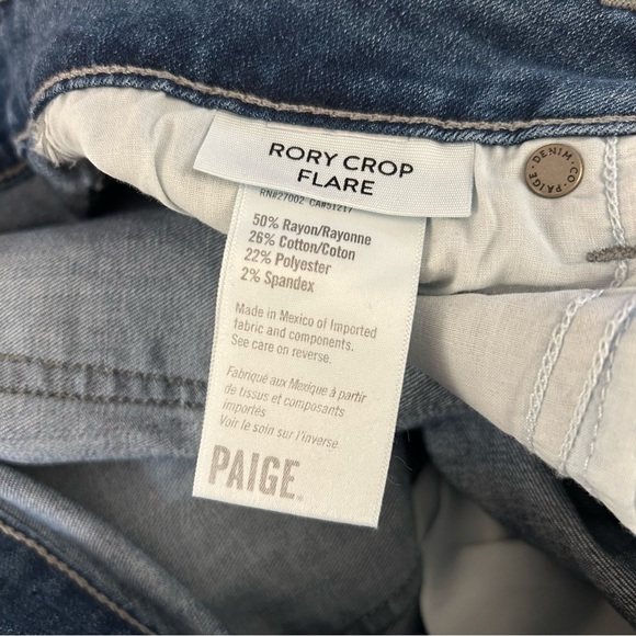 Paige Rory Crop Flare Raw Hem Denim Jeans in Zaylee Size 28 - Picture 9 of 10